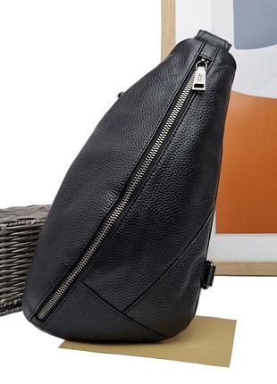 Нагрудная слинг сумка натуральная кожа черный арт.6537l black ennio perucci (китай)