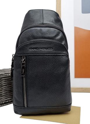 Мужская сумка слинг натуральная кожа черный арт.6037l black ennio perucci (китай)