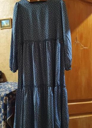 Плаття жіноче, fashion clothes, синього кольору в білий горошку,xl,віскоза