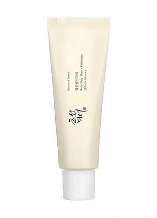 Уценка!!! крем для лица сонцезащитнный beauty of joseon relief sun rice + probiotics spf50+/pa++++ 50мл