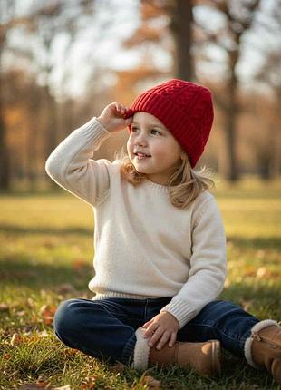 Шапка детская на девочку красная benetton 1232c0185*881 на 2/5 лет