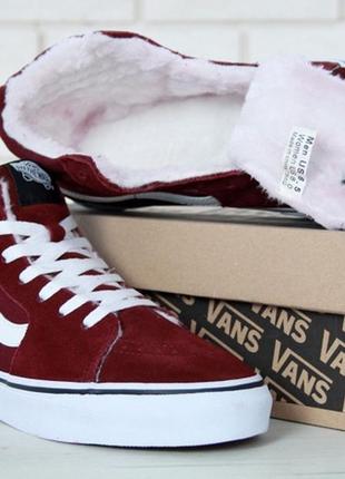 ❄️v@ns old skool bordo white high winter❄️😍женские зимние кеды вансы с мехом высокие9 фото