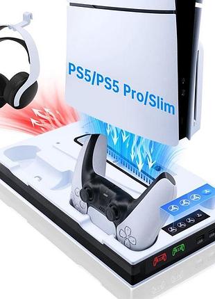 Вертикальная зарядная подставка mcbazel для ps5 slim/ps5 pro с охлаждением, многофункциональная подставка с вентилятором и