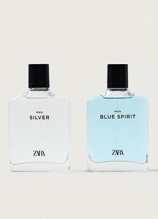 Набір туалетних вод для чоловіків zara silver та blue spirit 2х100 мл