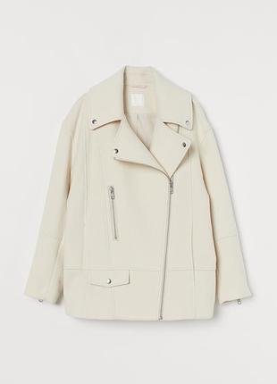 Светлая куртка-косуха оверсайз h&m молочного цвета / объемный жакет-косуха, размер m