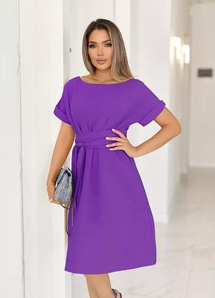 Яскрава літня жіноча сукня з поясом innoe 270581-1, р. 44-50 фіолетовий