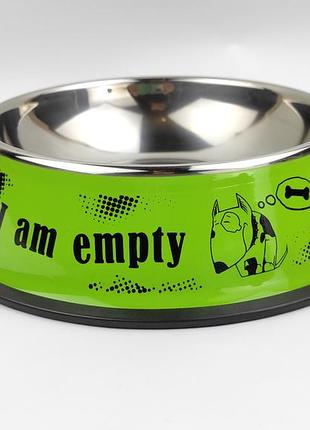 Миска для собак металева dogclub print 800ml салатовий