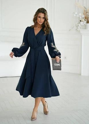 Платье на запах с невероятной вышивкой колоски innoe 270545, р. 48-50, зеленый