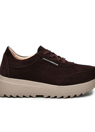 Женские кроссовки itstyle замшевые коричневые 40 (506455)