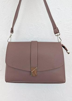 Жіноча сумка через плече business casual innoe 352852-1, 25×18×8 см, темно-рожевий, чорний, світло-бежевий