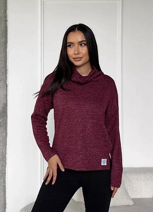 Лонгслив женский с хомутом casual с разрезами innoe 230233-2, р. 56/58 бордовый
