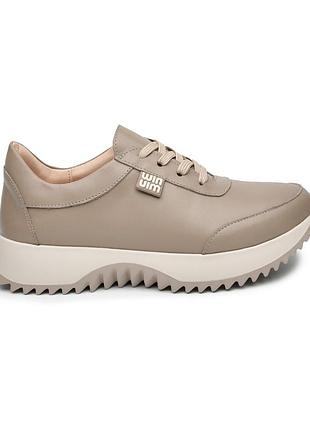 Женские кроссовки itstyle кожаные бежевые 40 (50643)