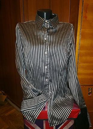 Рубашка в черно-серебряную полоску под запонки red earth