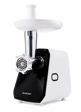 Электрическая мясорубка silvercrest sfw 300 b1, 300 вт, 1 кг/мин, реверс, насадки для колбас и кеббе