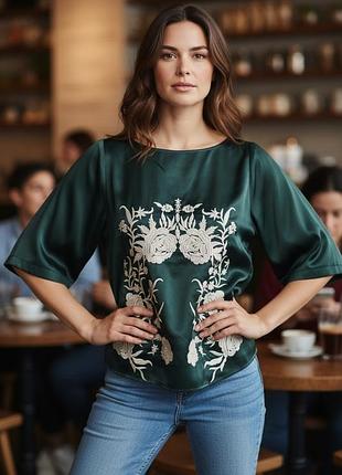 🌿 елегантна блуза zara woman з вишивкою