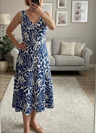 Красива сукня міді із суміші льону і віскози від marks & spencer💙🤍