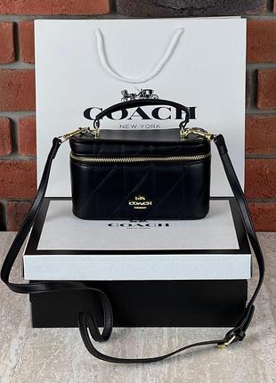 Сумка жіноча coach rainer crossbody bag 18 with quilting чорна