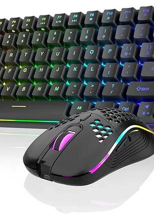 Уцінка! бездротова механична клавіатура та миша redthunder k84 rgb підсвічування, 3200 dpi