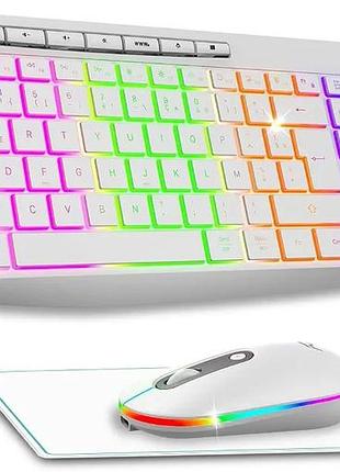 Бездротова клавіатура з мишкою 1600 dpi ad advance rgb, акумуляторний комплект, безшумна клавіатура та миша