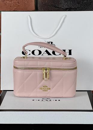 Сумка жіноча coach rainer crossbody bag 18 with quilting рожева