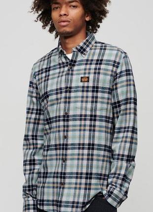 Нова чоловіча бавовняна фланелева  сорочка в клітинку superdry long sleeve cotton lumberjack shirt лісоруб.хл