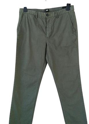 Брюки , чиносы цвета хаки, h&m, slim fit