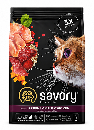 Savory fresh lamb &amp; chicken — сухой корм для стерилизованных взрослых кошек