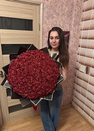 Букет із атласної стрічки троянд декоративний квіти з атласної стрічки подарунок дівчині