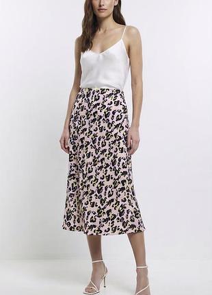 Эффектная юбка миди river island с леопардовым принтом размер 34