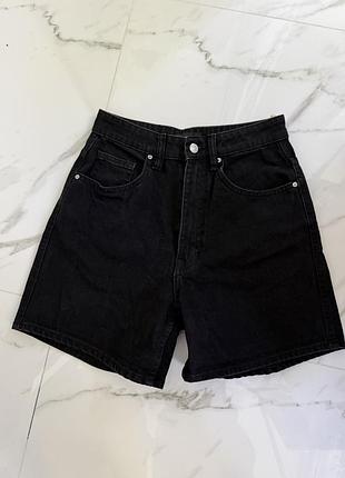 Чорні джинсові шорти zara