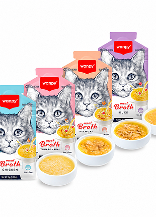 Набор супов wanpy meal broth - вкусный бульон для котов 🐱