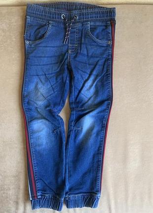 Еластичні джинси з лампасами 122+6 см zara gap mango сині джогери