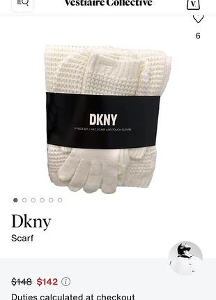 Брендовий зимовий комплект dkny (шапка, шарф, рукавиці) / оригінал
