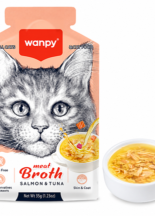 Суп wanpy meal broth salmon &amp; tuna 🐱🐟