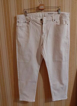 Белые джинсы m&amp;s relaxed slim, р. 48 (eur), хлопок с эластаном