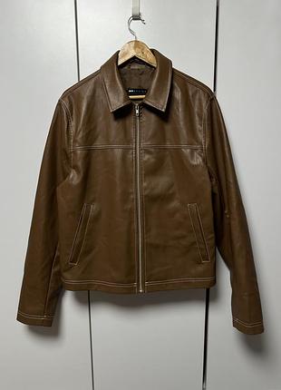 Asos design - oversized harrington jack van imitatieleer in bruin