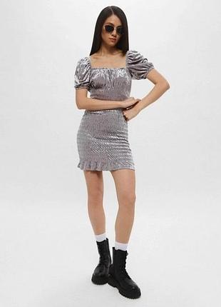 Сукня h&m велюрова сіра xs-s