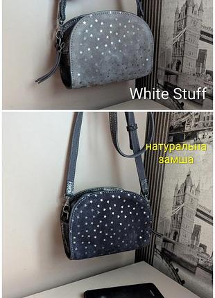 Сумка крос-боді через плече white stuff з натуральної замші жіноча двостороння ориг.