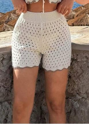 Shein вязаные ажурные шорты,s