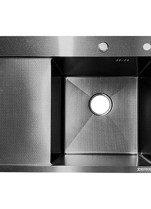 Мойка из нержавеющей стали zerix zh6350r decor graphite (3.0/0.8) (цвет графит) (zx6193)