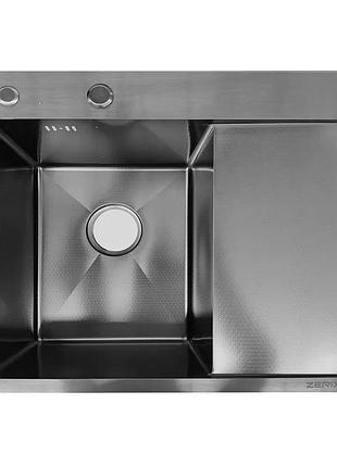Мойка из нержавеющей стали zerix zh5850l decor graphite (3.0/0.8) (цвет графит) (zx6187)