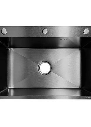 Мойка из нержавеющей стали zerix zh6045 decor graphite (3.0/0.8) (цвет графит) (zx6175)