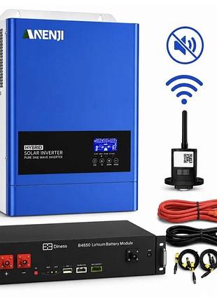 Комплект резервного живлення 6,2 квт інвертор anenji wifi + lifepo₄ dyness b4850 2,4 квт·год для будинку, квартири