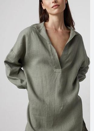 Стильная льняная рубашка h&m, 💯 лен!