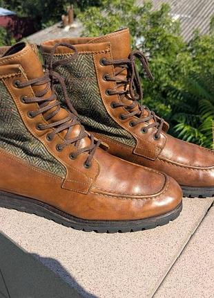 Мужские высокие коричневые ботинки timberland x harris tweed vibram
