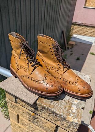Чоловічі коричневі, бежеві черевики броги grenson fred