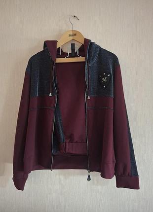 Спортивный костюм женский new color (туречна) с глиттером / бордовый костюм спорт-шик, размер xl.