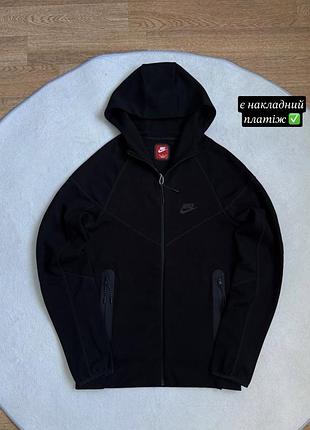 Кофта спортивна чоловіча nike tech fleece чорна зіпка