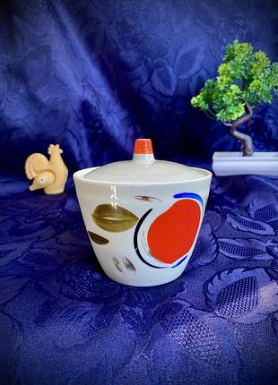 1960-ті!🍎полонне яблуко порцелянова цукерниця криття по трафарету ручний розпис авторський овчаренко тавро