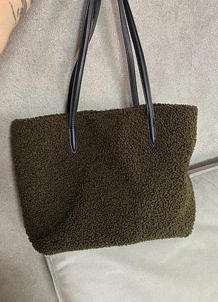 Сумка тедди zara в цвете хаки